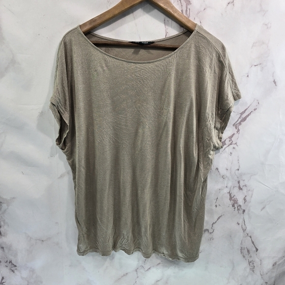 Lauren Ralph Lauren Top Womens XL Taupe Tan Sparkle Shimmer Striped Dolman - Picture 1 of 9